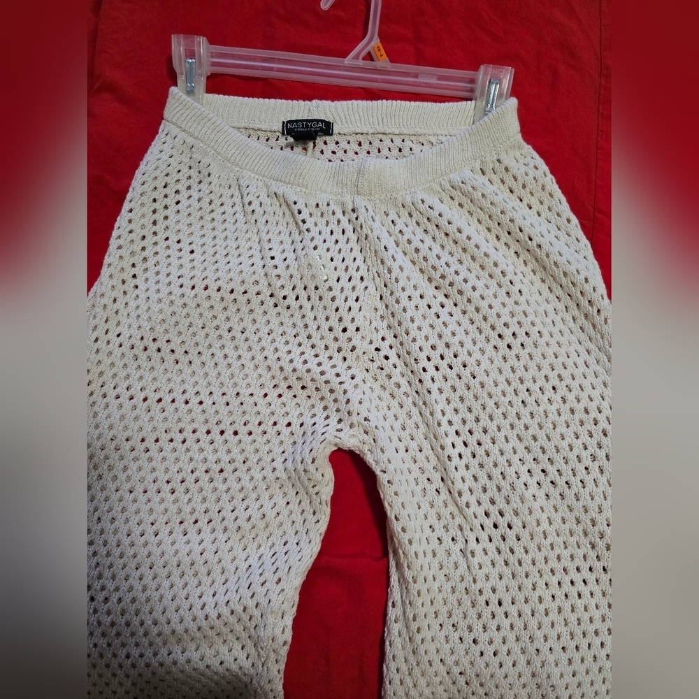 Nasty Gal White Wide Leg Crochet Pants - Picture 5 of 7